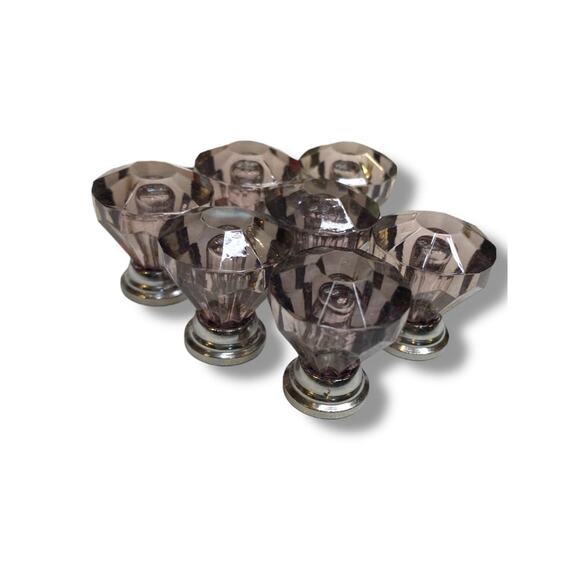 Set of 3 Pink and Silvertone Crystal Knobs Drawer Pulls 25mm 1" New - Picture 7 of 7